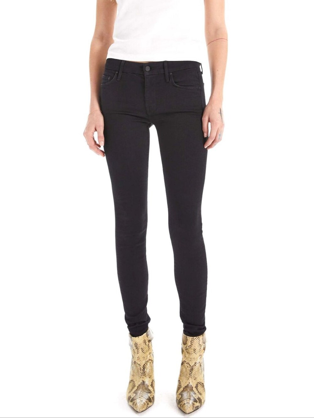 MOTHER The Looker Skinny Jeans in Not Guilty Black Size 26